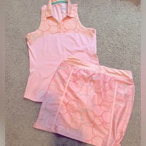 NWOT. Adidas Climacool Golf Set. Peach Colored Shirt and skirt